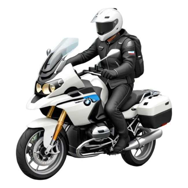 BMW RT1200 touring motorcycle with rider on winding mountain road sticker