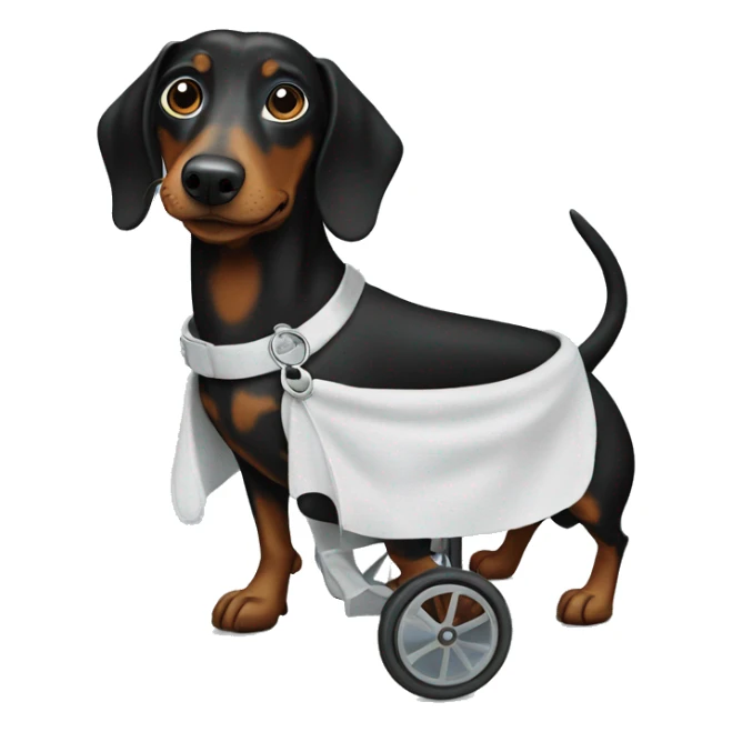 black weiner dog in wheelchair  sticker