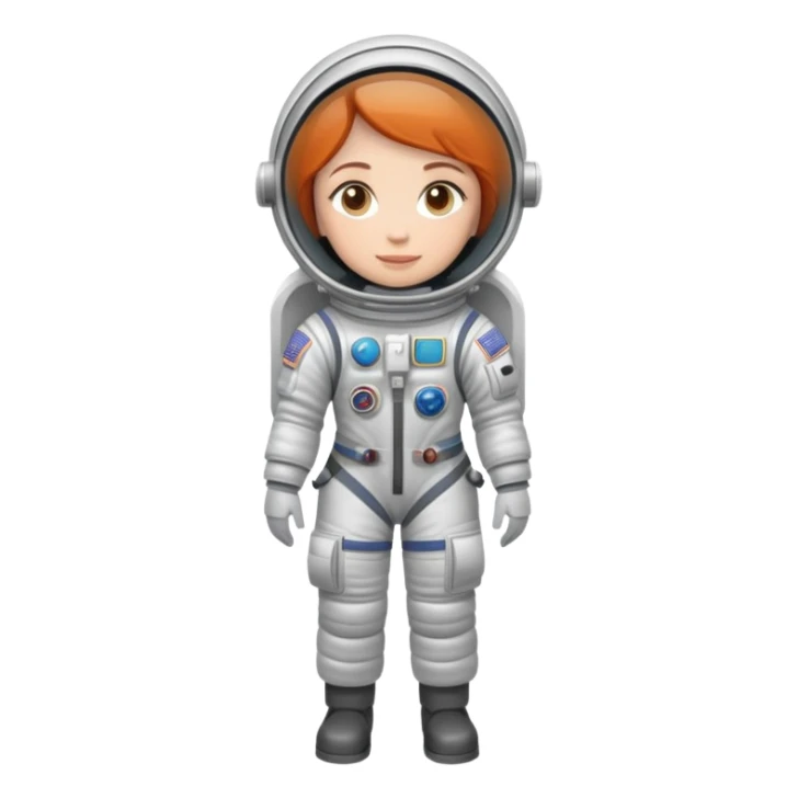 female cosmonaut in full length, standing, space suit, woman astronaut sticker