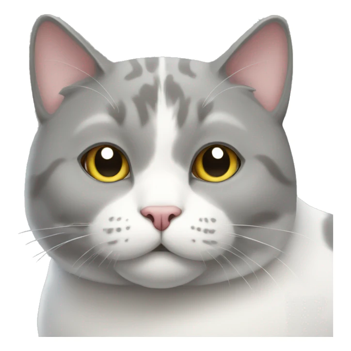 fat gray and white cat. he has a white face and a gray spot on his chin sticker