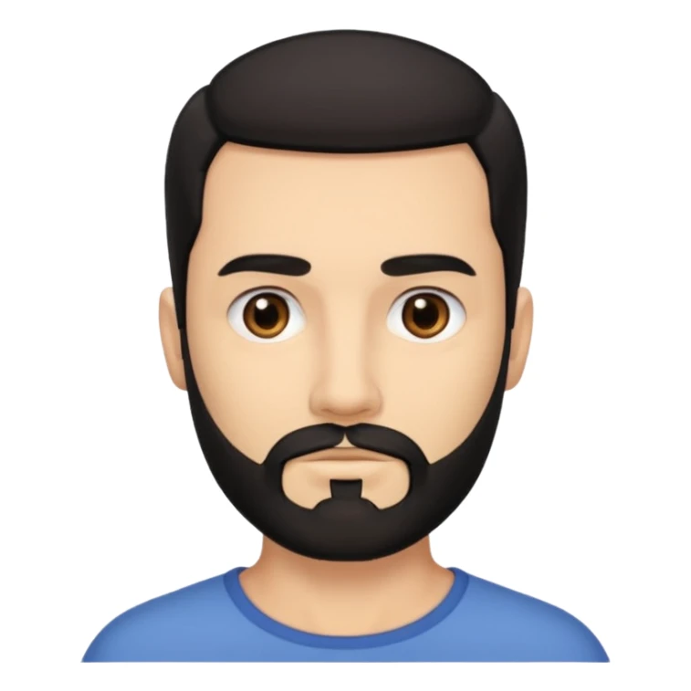 A man with black eyes. With a black beard and medium smooth hair. with the neck sticker