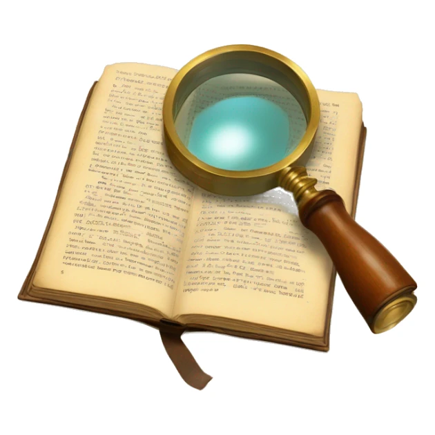 vintage book with magnifying glass sticker