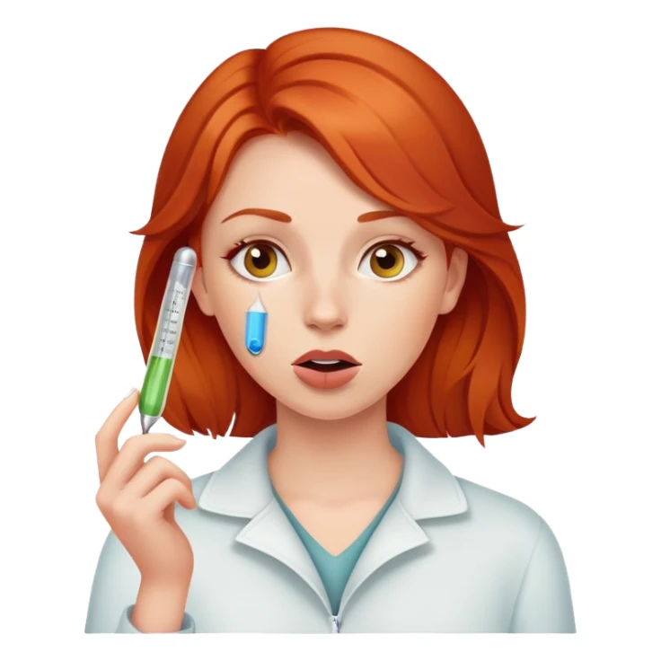Redhead woman with thermometer in her mouth sticker