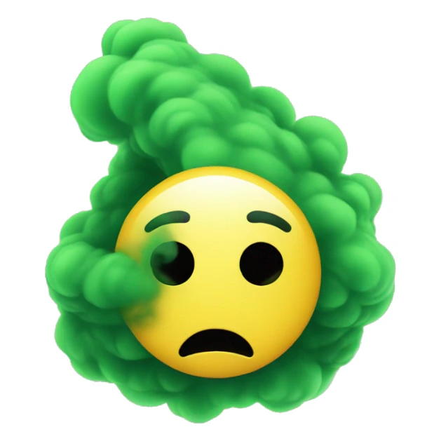 Sad face with green smoke around it sticker