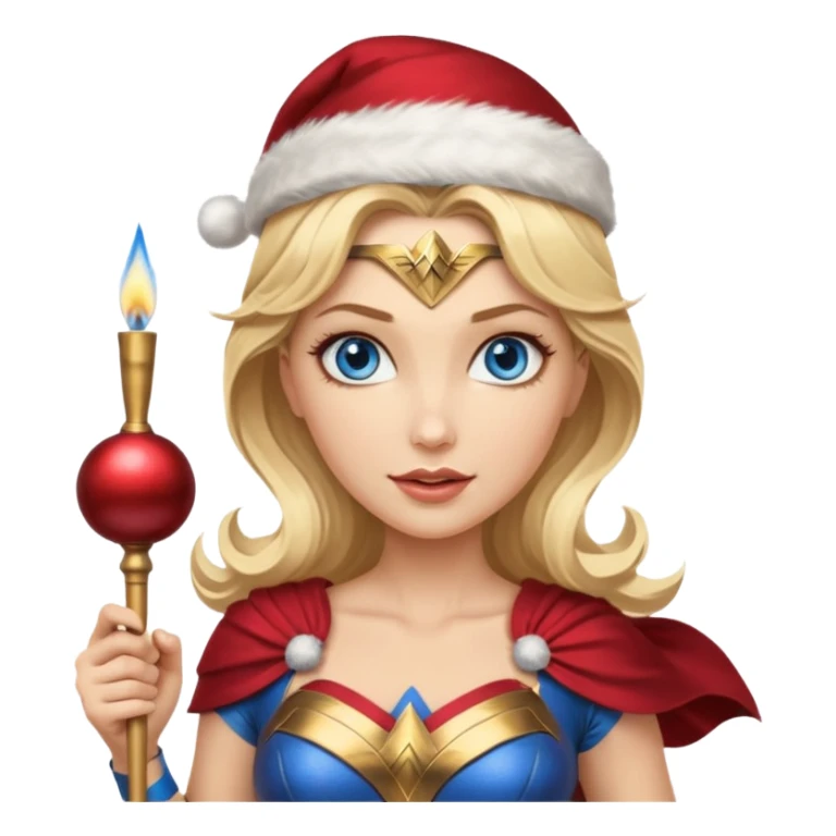 Blonde blue eyes Wonder Woman holding bell and baton sticker