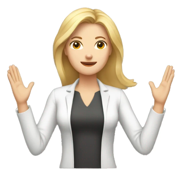 white woman raising hands in defense / surrender sticker