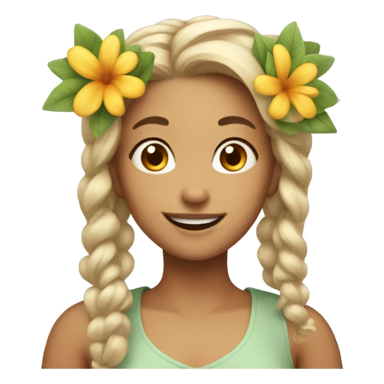 happy girl with flower hair  sticker