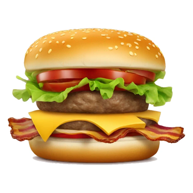 Hamburger with American cheese, tomatoes, onions and bacon sticker