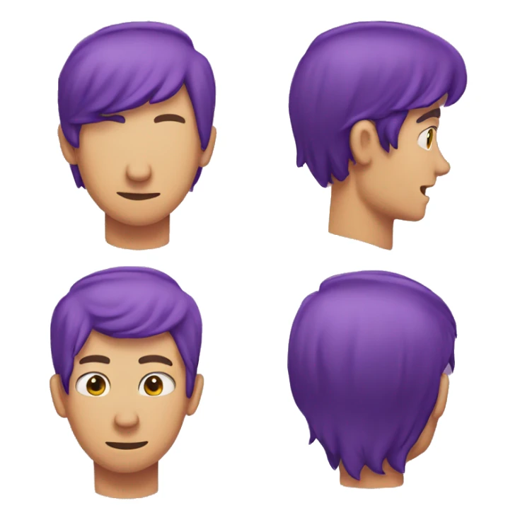 Purple hair man three hearts emoji sticker
