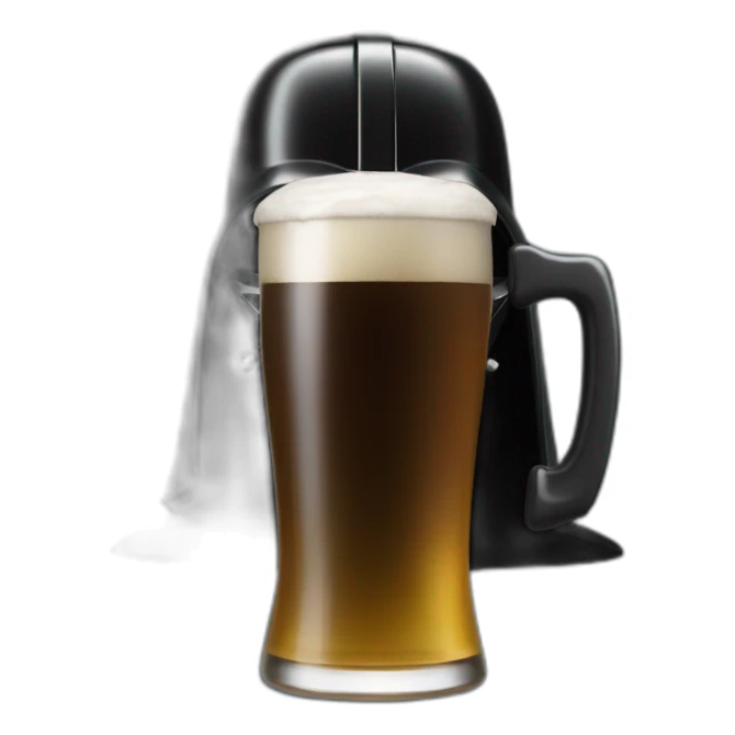 Dark vader play vidéo game with a beer sticker