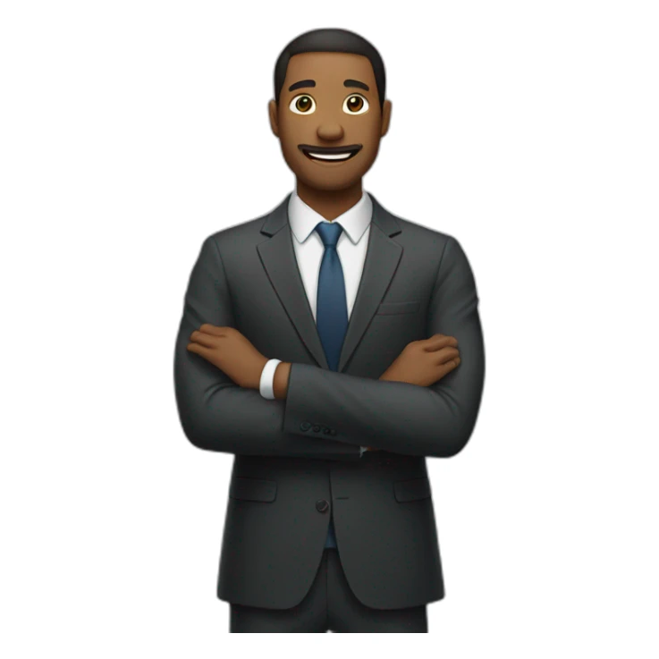 man in suit stretches his arms outward sticker