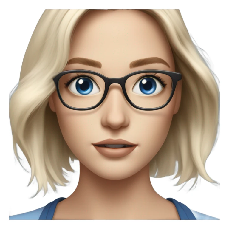 Shoulder length Balayage pale model lady with glasses and blue eyes  sticker