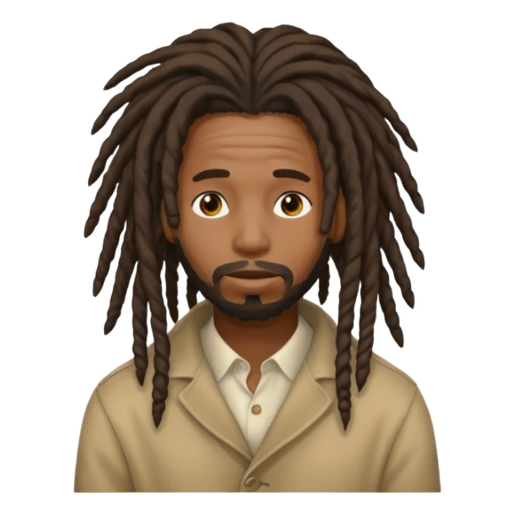 a black men with black long dreads that cover his face  sticker
