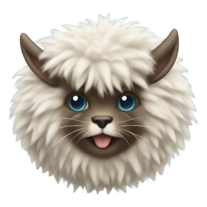 Fluffy hairball animal with horns sticker
