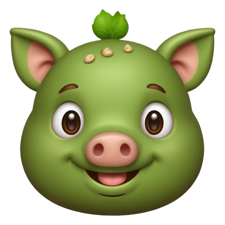 Green pig with big poop sticker