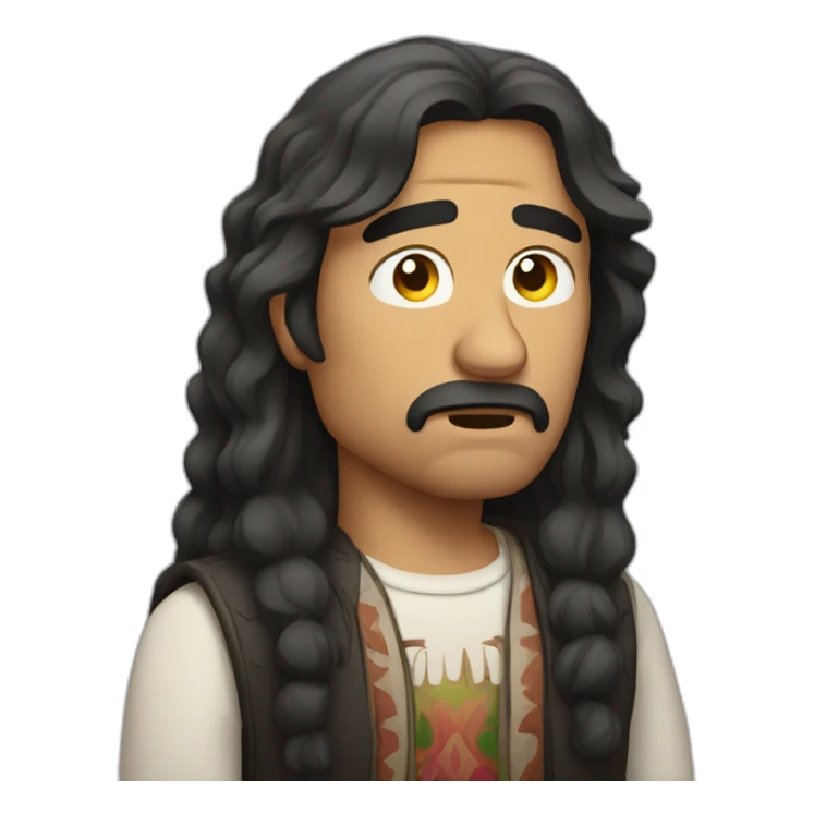 disappointed mexican man with long hair sticker