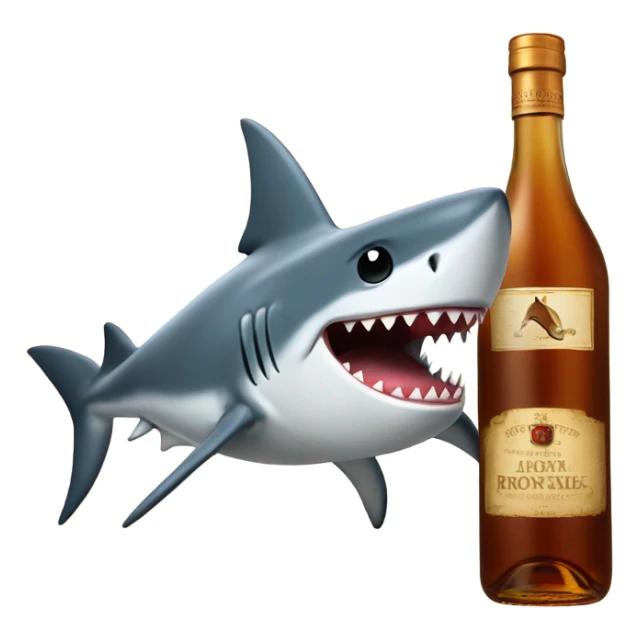 Shark with a bottle of cognac sticker