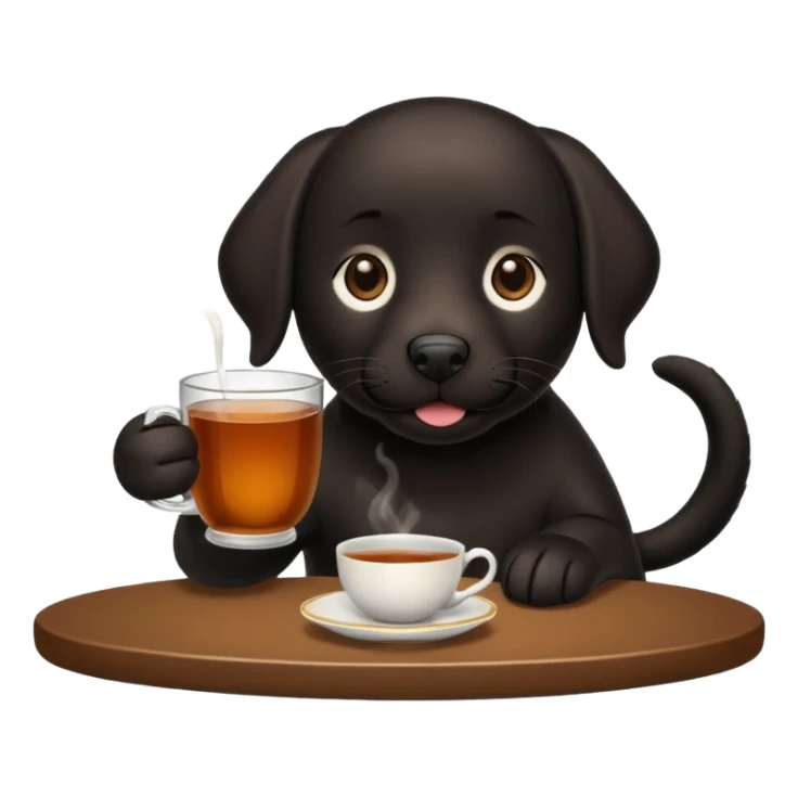 Cup of Tea cake black Labrador  sticker