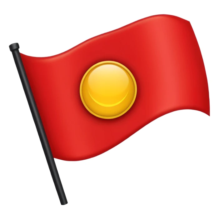 A wawy black and a red rectangle and a yellow circle flag sticker