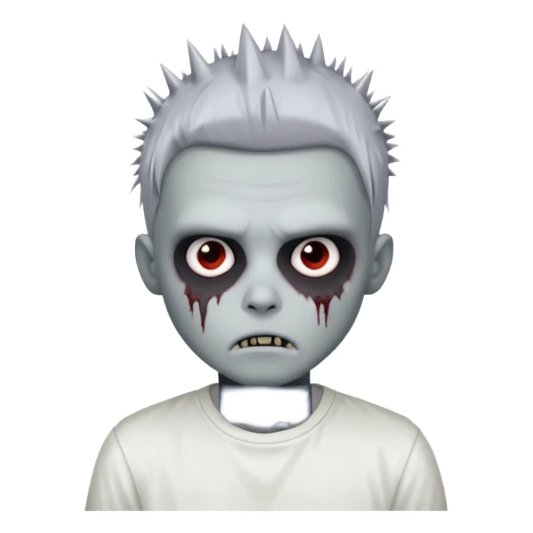 zombie boy with spiky emo hair and white shirt emoji to use or share on Discord and Slack. sticker