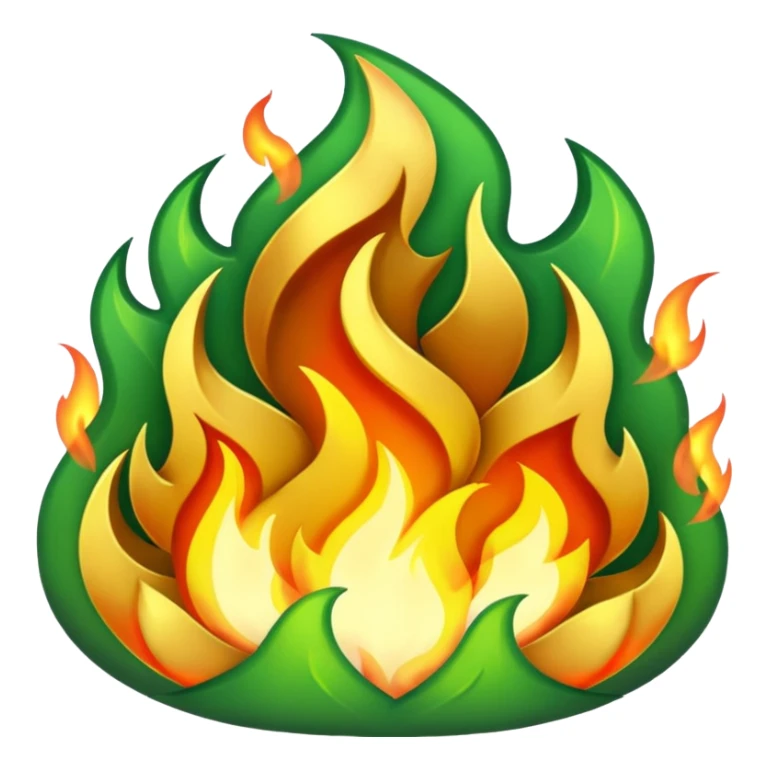 fire with golden and green colours sticker