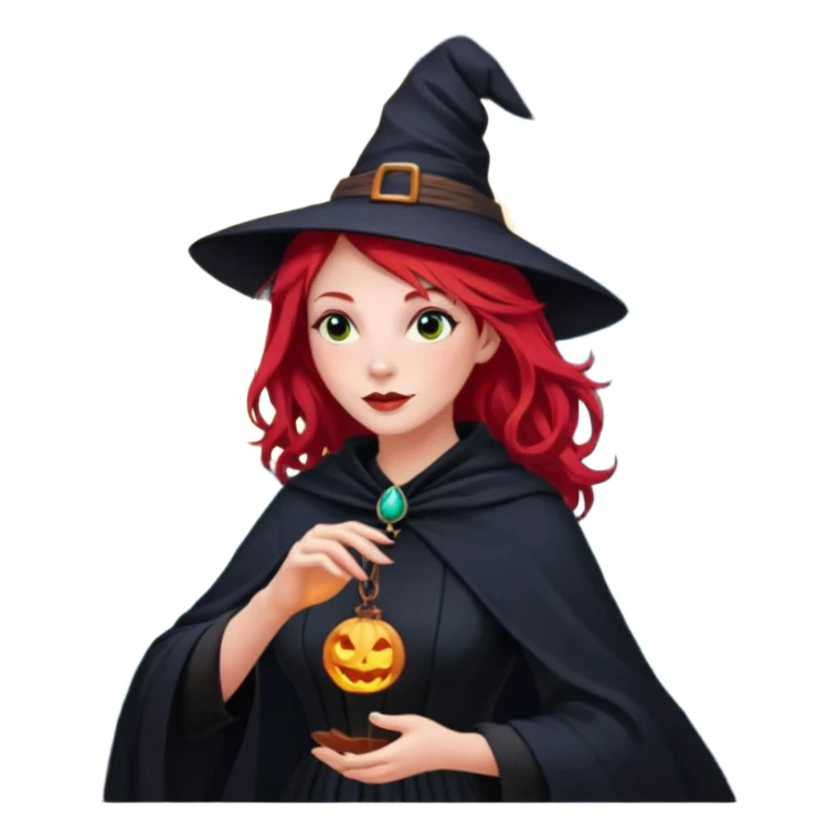 witch with red hair flying , on the background - full moon and black birds sticker