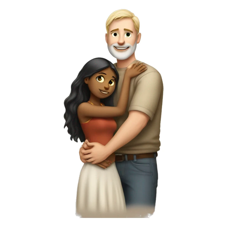 Tall white man hugging indian girl sticker