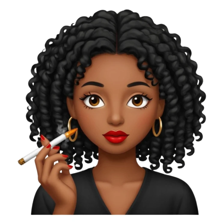 Black girl with eyelashes and curly hair smoking weed  sticker