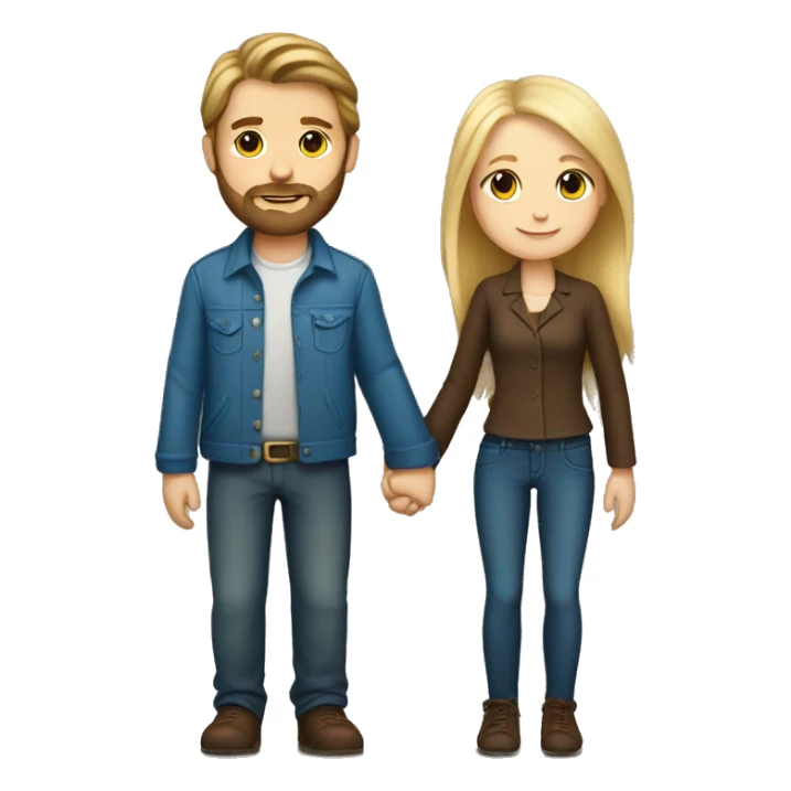 Brown haired white boy with beard and blonde white girl holding hands  sticker