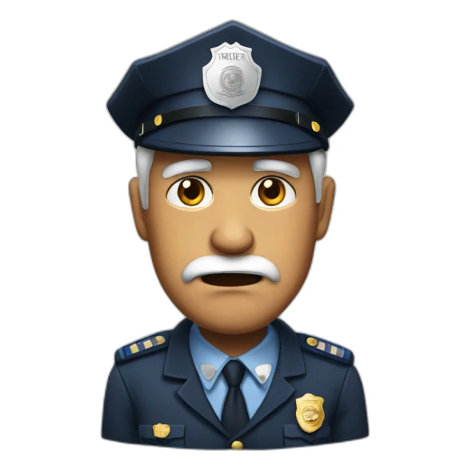 old real person with police cap a bit angry sticker