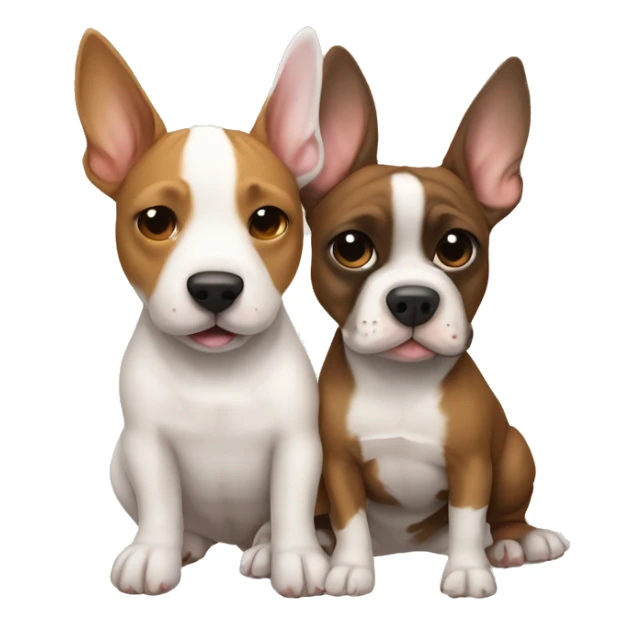 White Bull terrier and brown-and-tan frenchie hugging sticker