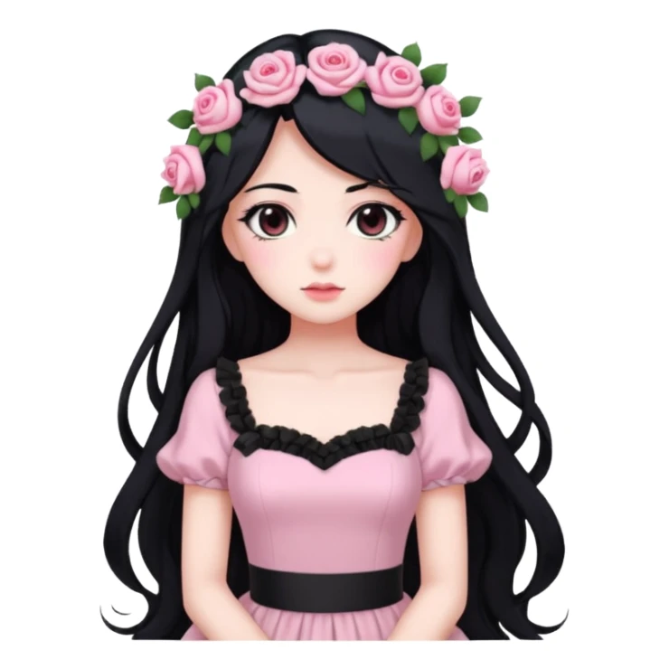 Pastel pink anime lady roses sticker