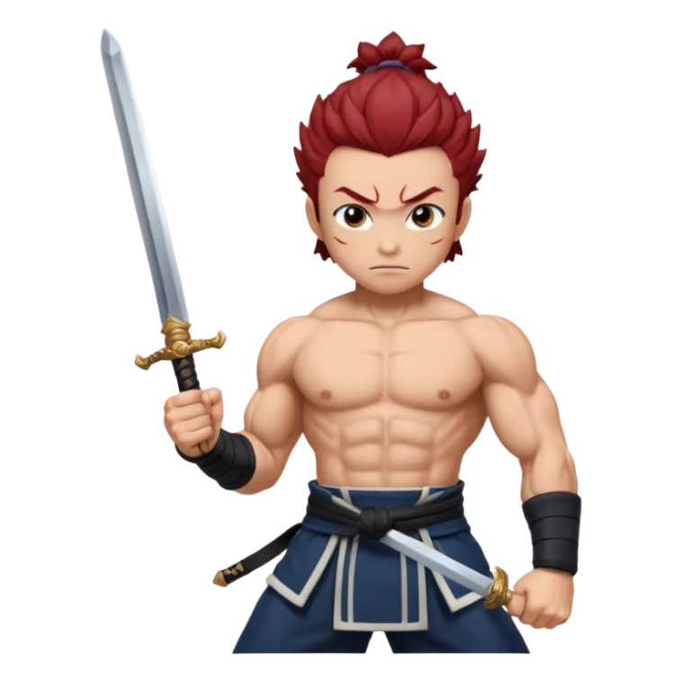 tangiro holding sword and a powerfull pose of standing sticker