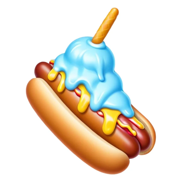 Melting neon ice cream hot dog  sticker