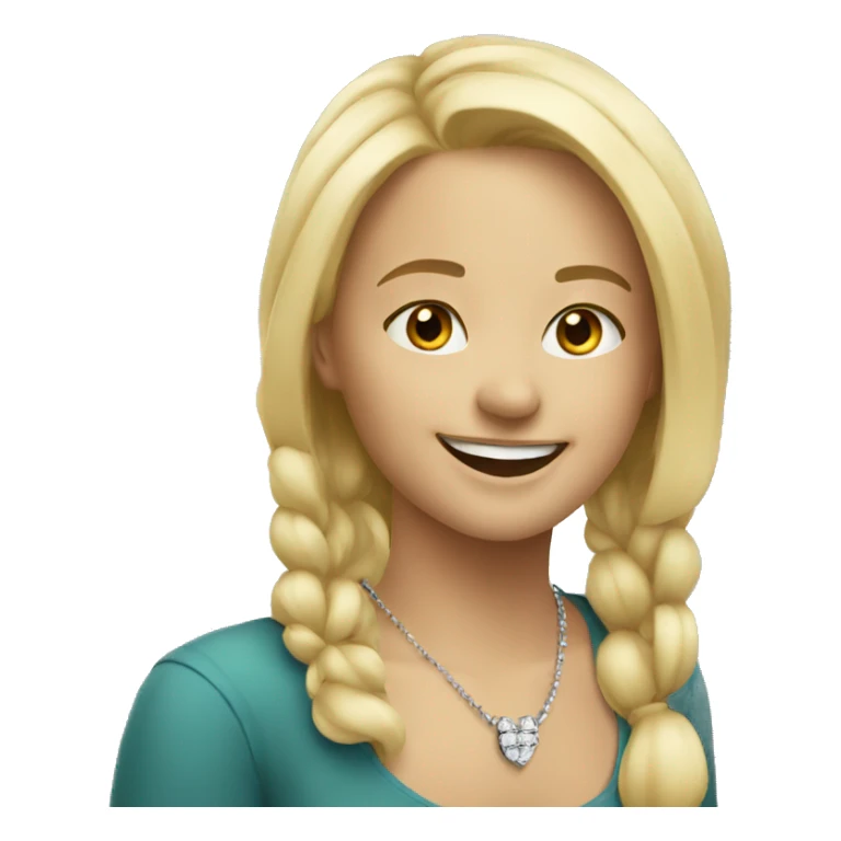 smiling blonde girl with necklace sticker