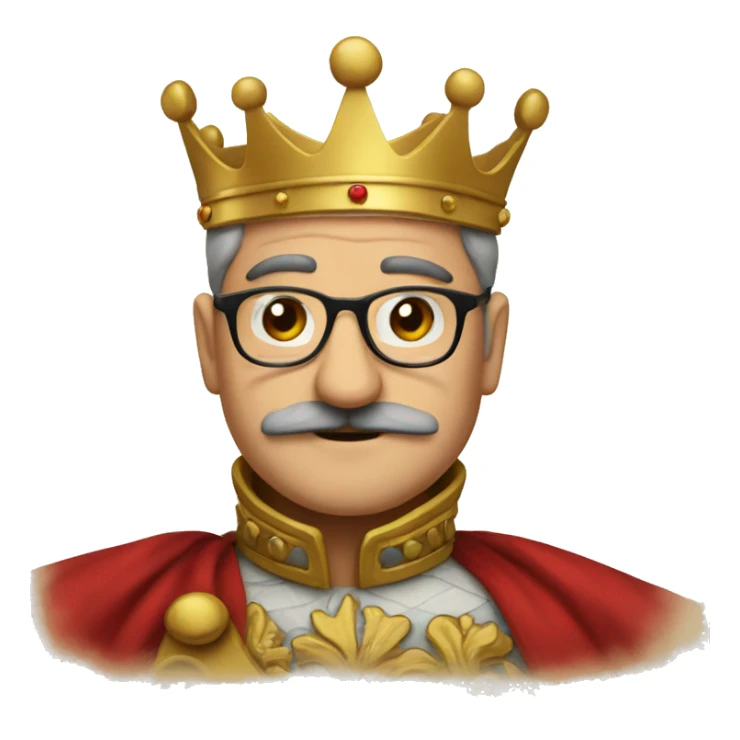 card with the King, the king with round glasses and a moustache sticker