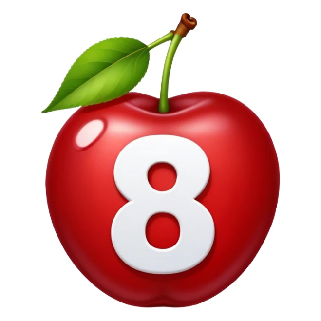 Cherries with white number 8 on the inside sticker
