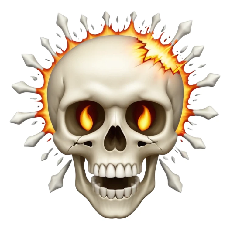 skull looking up with  exagerated open mouth meanwhile the head explote  sticker
