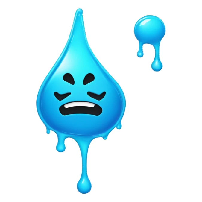 Glowing shiny Cyan blue liquid splash splatter drip sticker