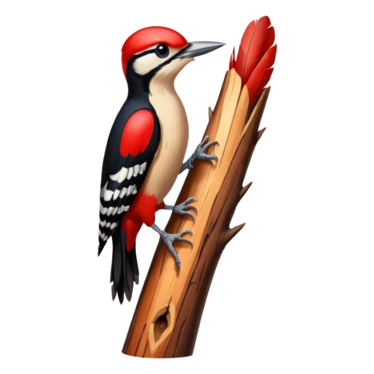 A colorful woodpecker tapping on a tall tree. sticker