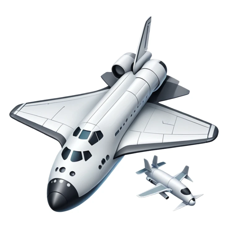 An icon featuring a space shuttle, a drone, and an airplane, symbolizing aerospace technology. The design includes rockets, flight paths, and satellites, representing space exploration and aviation. Transparent background highlights the cutting-edge technologies in air and space travel sticker