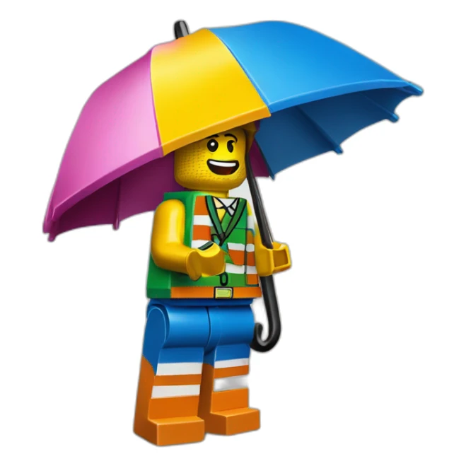 Paraguas muchos colores lego sticker