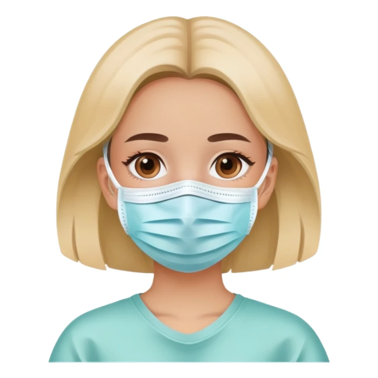 Girl wearing a COVID medical face mask sticker