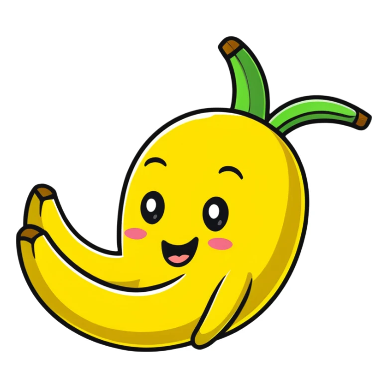 silly banana character slipping on its own peel sticker