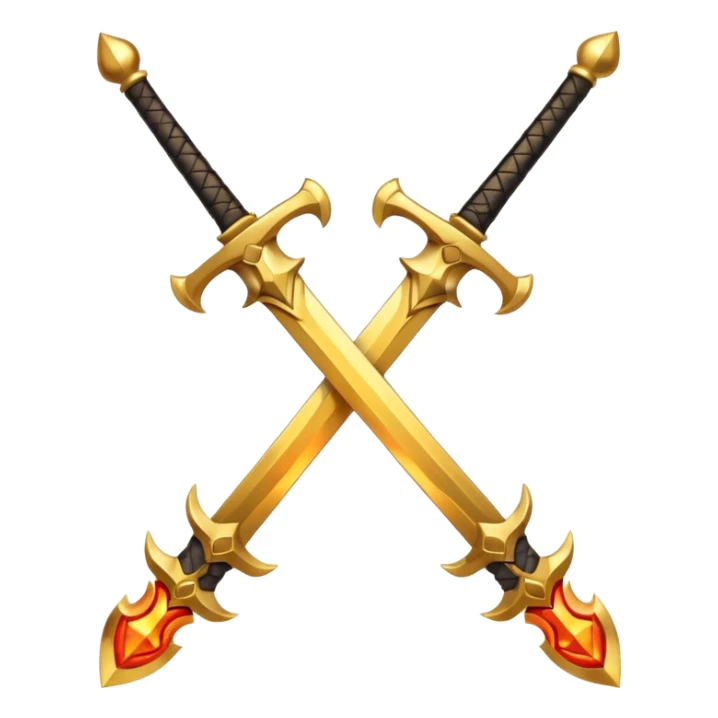 Tw fiery royal golden swords crossed sticker