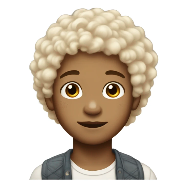 light skin vitiligo boy with curly fluffy hair sticker