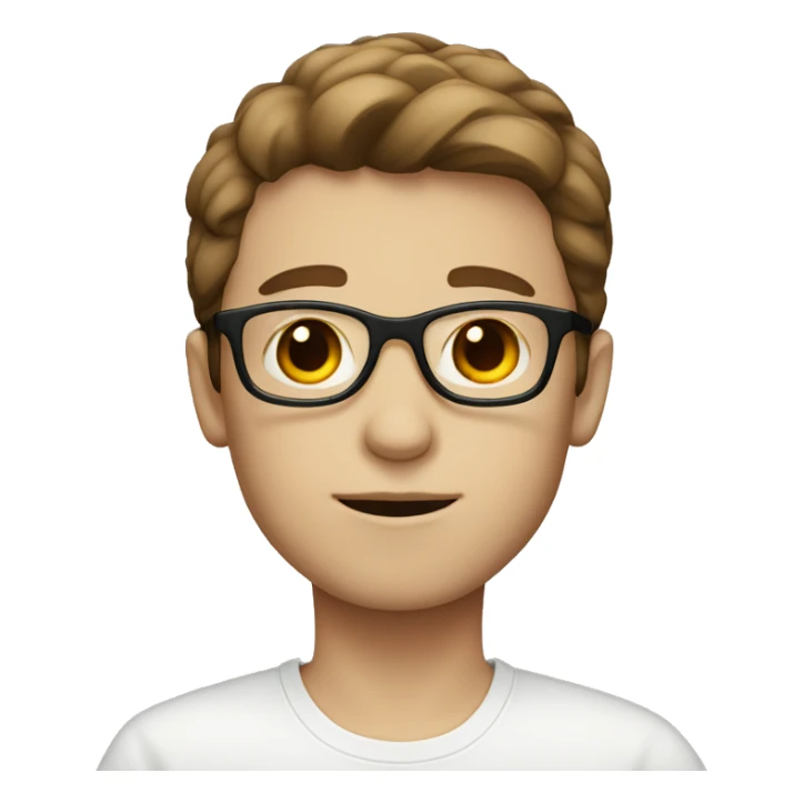 Boy with dark red glasses white skin and brown hair sticker