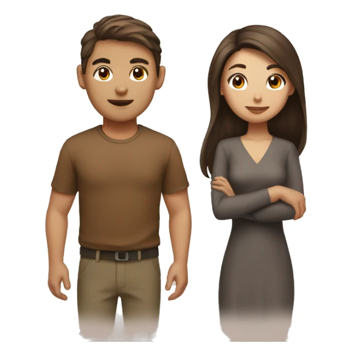 Brown haird asian girl with brown haired guy sticker