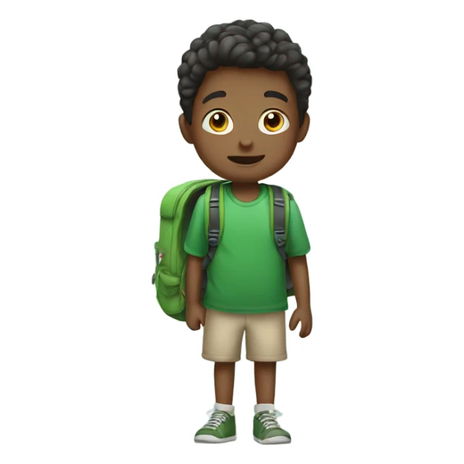 boy with backpack and green shirt sticker