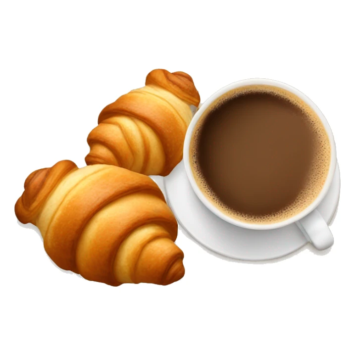 Cup of cappuccino with croissant sticker